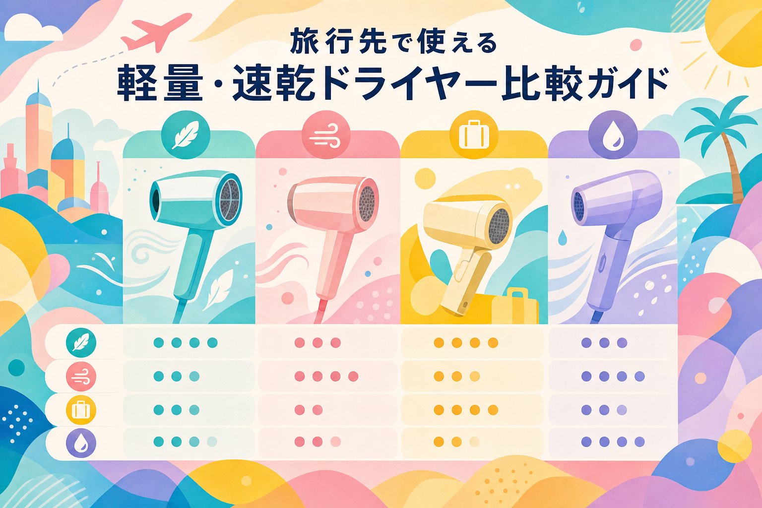 旅行先で使える軽量・速乾ドライヤー比較ガイド