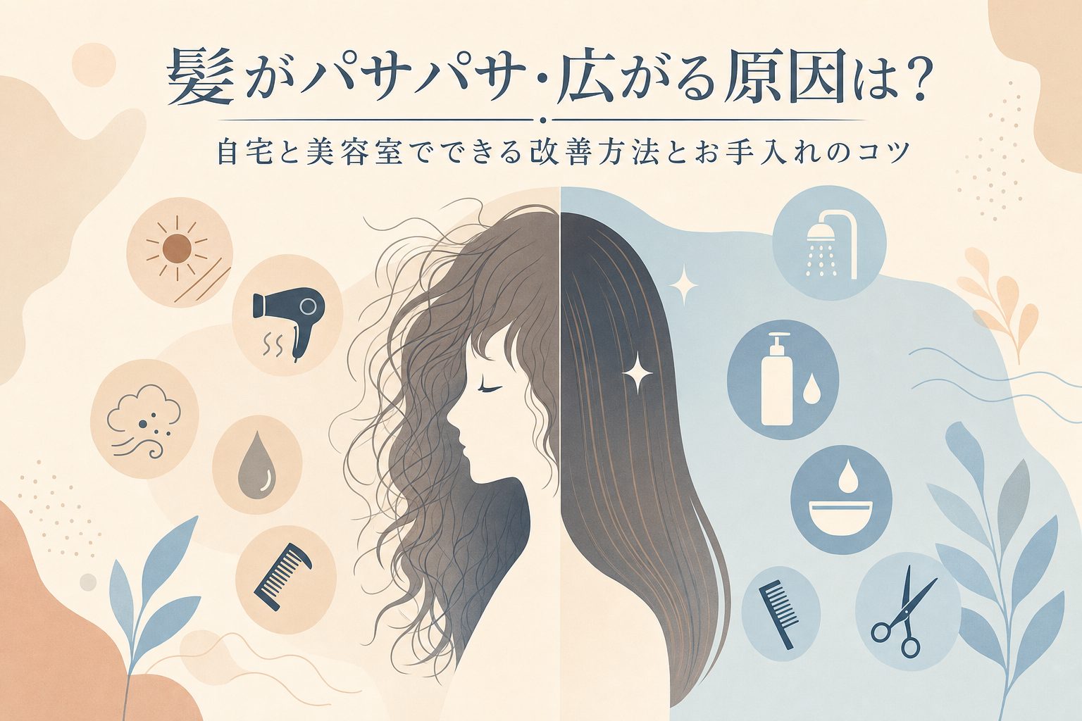 髪がパサパサ・広がる原因は?自宅と美容室でできる改善方法とお手入れのコツ