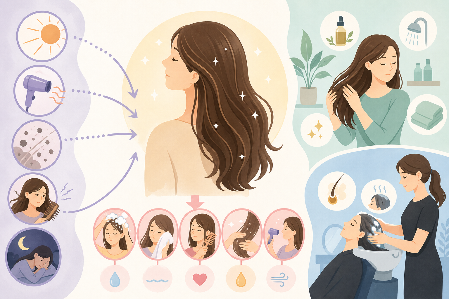 髪がパサパサになる原因と毎日のヘアケアでできる対策|自宅や美容室でできる正しいヘアケア方法