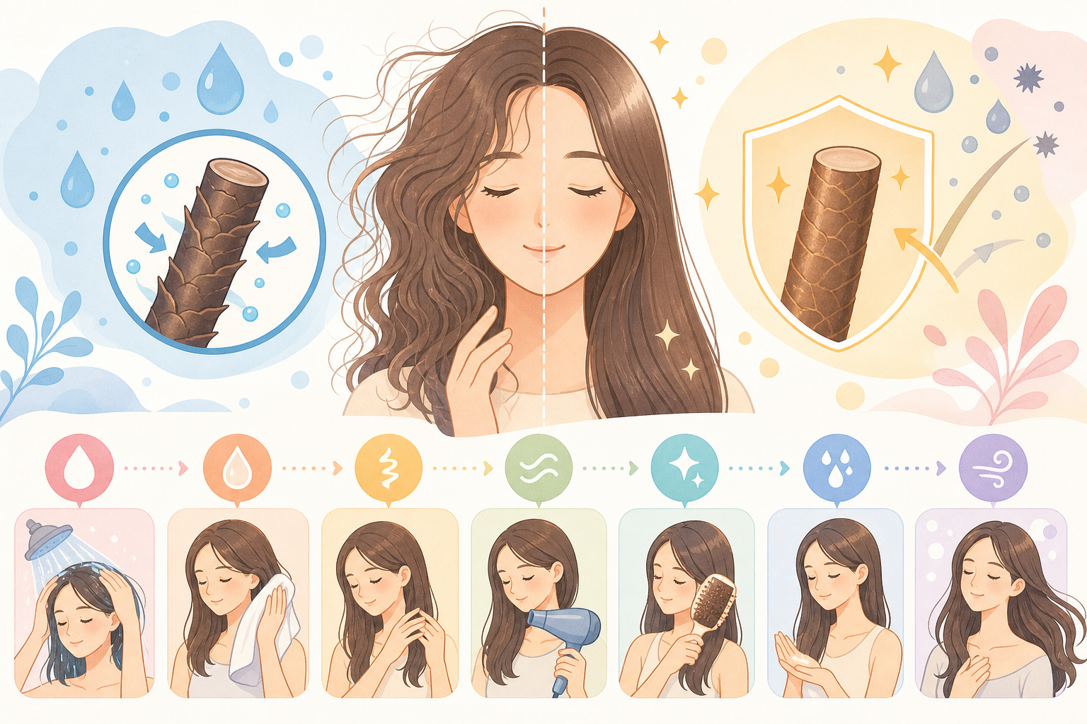 湿気で髪が広がるのはなぜ?うねり・ボサボサを防ぐ7つの対策とスタイリング手順